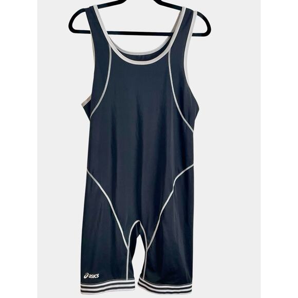 Asics Black Singlet Adult 2XL Weightlifting Wrestling Athletic Bodybuilding - Picture 1 of 8